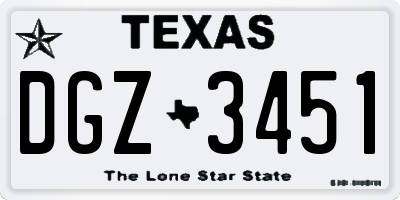 TX license plate DGZ3451