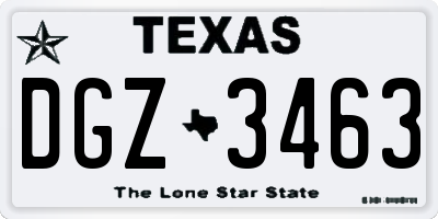 TX license plate DGZ3463