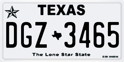 TX license plate DGZ3465