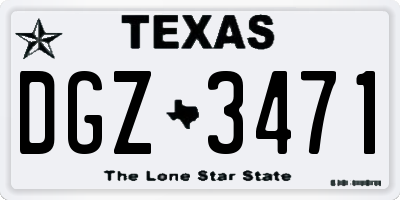 TX license plate DGZ3471