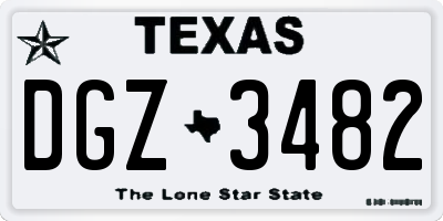 TX license plate DGZ3482