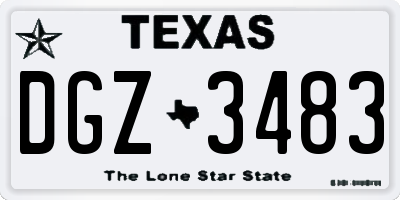 TX license plate DGZ3483