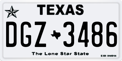 TX license plate DGZ3486