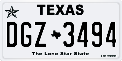 TX license plate DGZ3494
