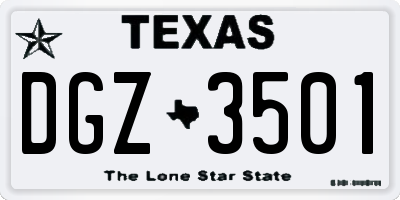 TX license plate DGZ3501