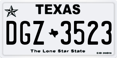 TX license plate DGZ3523