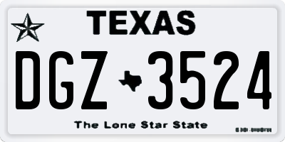 TX license plate DGZ3524