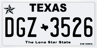TX license plate DGZ3526