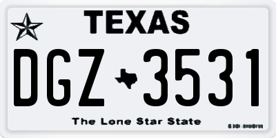 TX license plate DGZ3531