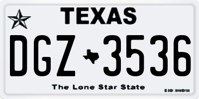 TX license plate DGZ3536