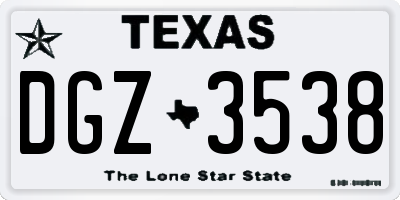 TX license plate DGZ3538