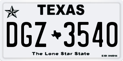 TX license plate DGZ3540