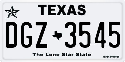 TX license plate DGZ3545