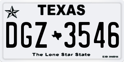 TX license plate DGZ3546