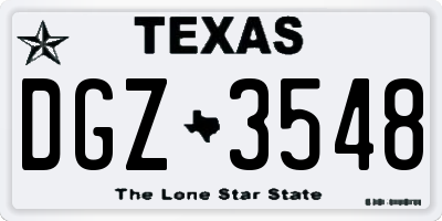 TX license plate DGZ3548