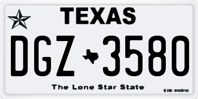 TX license plate DGZ3580