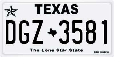 TX license plate DGZ3581