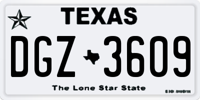 TX license plate DGZ3609