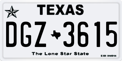 TX license plate DGZ3615