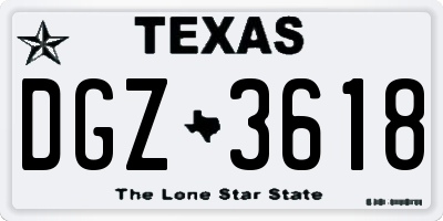 TX license plate DGZ3618