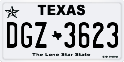 TX license plate DGZ3623