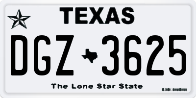 TX license plate DGZ3625