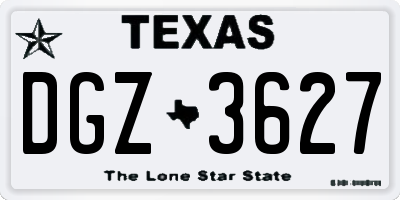 TX license plate DGZ3627