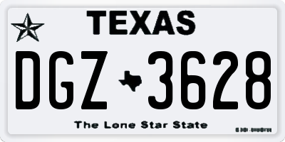 TX license plate DGZ3628