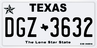 TX license plate DGZ3632