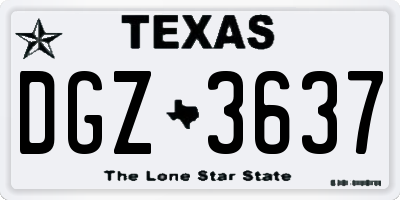 TX license plate DGZ3637