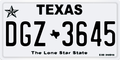 TX license plate DGZ3645