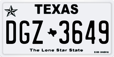 TX license plate DGZ3649