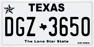 TX license plate DGZ3650