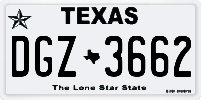 TX license plate DGZ3662