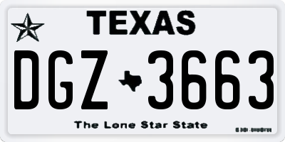 TX license plate DGZ3663