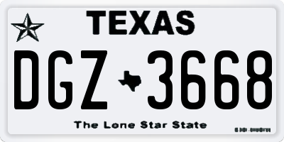 TX license plate DGZ3668