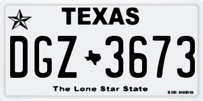 TX license plate DGZ3673