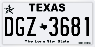 TX license plate DGZ3681