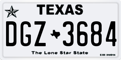 TX license plate DGZ3684