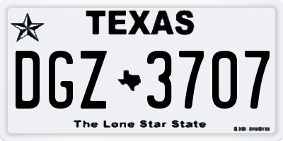 TX license plate DGZ3707