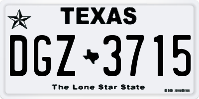 TX license plate DGZ3715