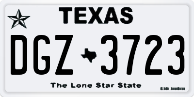 TX license plate DGZ3723