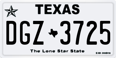 TX license plate DGZ3725