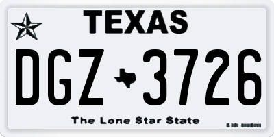 TX license plate DGZ3726