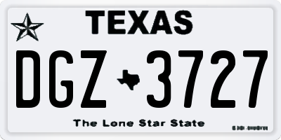 TX license plate DGZ3727