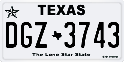 TX license plate DGZ3743