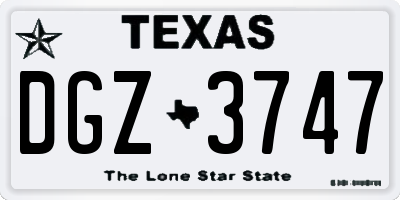 TX license plate DGZ3747