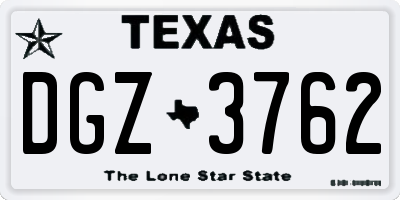 TX license plate DGZ3762