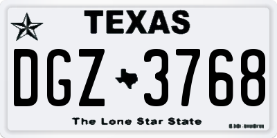 TX license plate DGZ3768