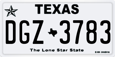 TX license plate DGZ3783